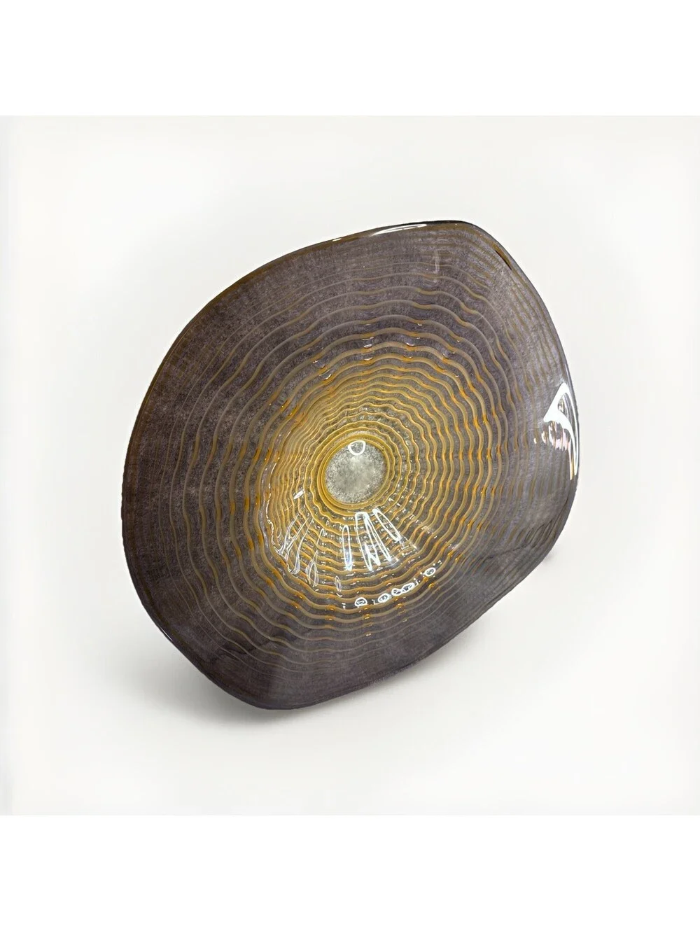 Hand Blown Glass Bowl Swirl Murano Style Home Wall Decor Plate Purple 19”